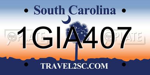 1GIA407 South Carolina License Plate