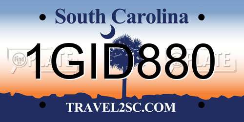 1GID880 South Carolina License Plate