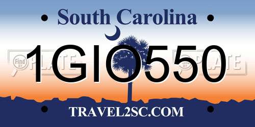 1GIO550 South Carolina License Plate