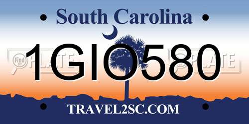 1GIO580 South Carolina License Plate