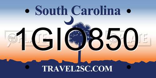 1GIO850 South Carolina License Plate