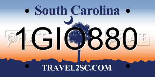 1GIO880 South Carolina License Plate