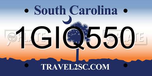 1GIQ550 South Carolina License Plate