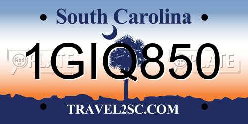1GIQ850 South Carolina License Plate