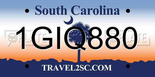 1GIQ880 South Carolina License Plate