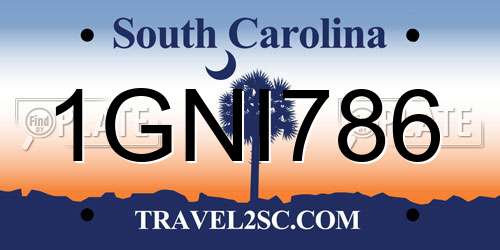 1GNI786 South Carolina License Plate