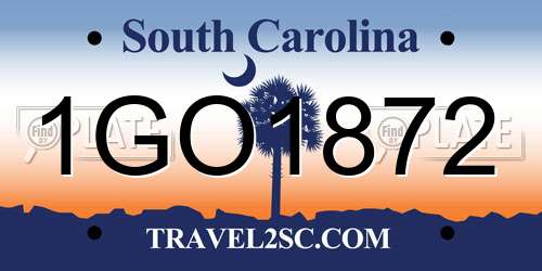 1GO1872 South Carolina License Plate
