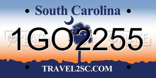 1GO2255 South Carolina License Plate