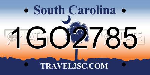 1GO2785 South Carolina License Plate