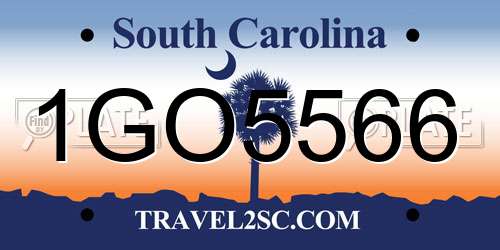 1GO5566 South Carolina License Plate