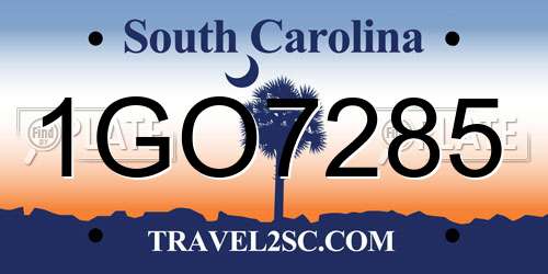 1GO7285 South Carolina License Plate