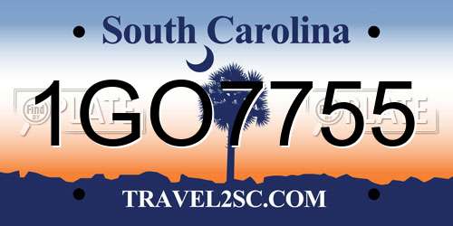 1GO7755 South Carolina License Plate