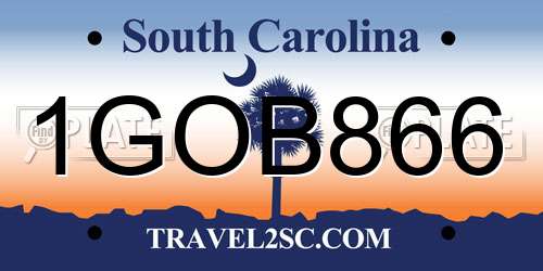 1GOB866 South Carolina License Plate