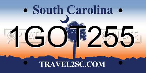 1GOT255 South Carolina License Plate