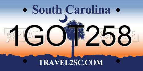 1GOT258 South Carolina License Plate