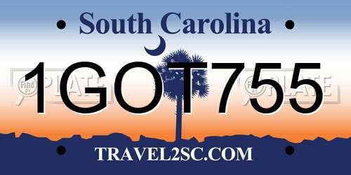 1GOT755 South Carolina License Plate