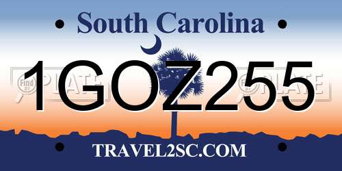 1GOZ255 South Carolina License Plate