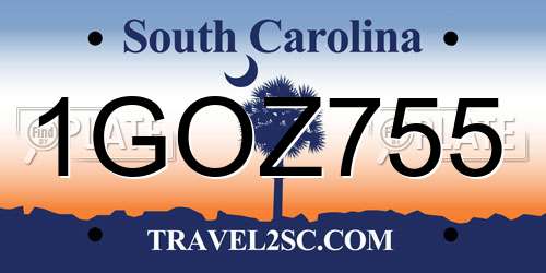 1GOZ755 South Carolina License Plate