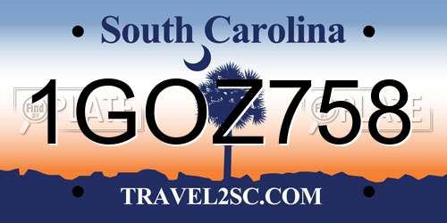 1GOZ758 South Carolina License Plate