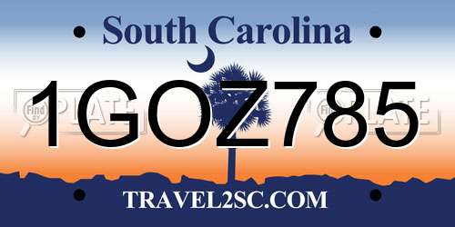 1GOZ785 South Carolina License Plate