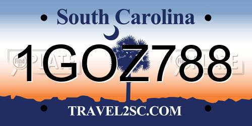 1GOZ788 South Carolina License Plate
