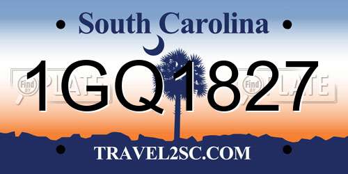 1GQ1827 South Carolina License Plate
