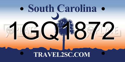 1GQ1872 South Carolina License Plate