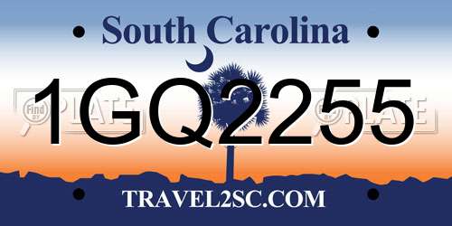 1GQ2255 South Carolina License Plate