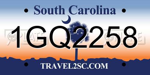 1GQ2258 South Carolina License Plate