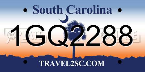 1GQ2288 South Carolina License Plate
