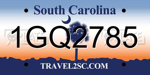 1GQ2785 South Carolina License Plate