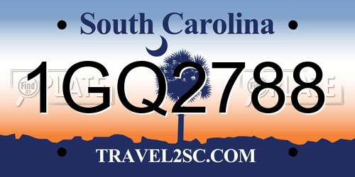 1GQ2788 South Carolina License Plate