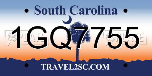 1GQ7755 South Carolina License Plate