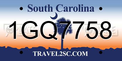1GQ7758 South Carolina License Plate