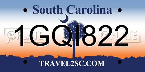 1GQI822 South Carolina License Plate
