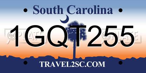 1GQT255 South Carolina License Plate