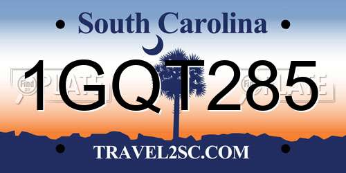 1GQT285 South Carolina License Plate