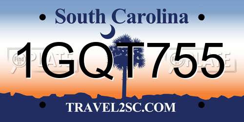 1GQT755 South Carolina License Plate