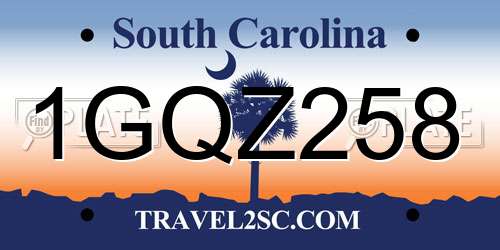 1GQZ258 South Carolina License Plate