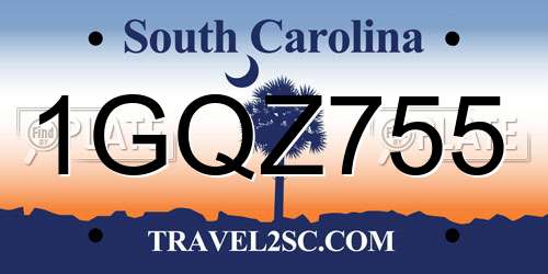1GQZ755 South Carolina License Plate