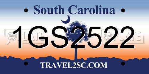 1GS2522 South Carolina License Plate