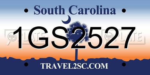 1GS2527 South Carolina License Plate