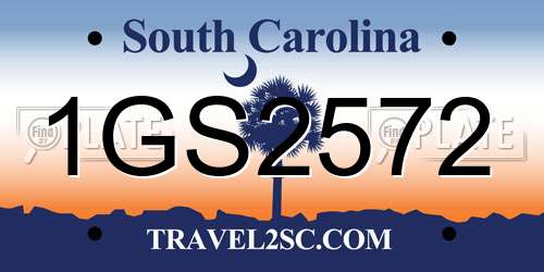 1GS2572 South Carolina License Plate