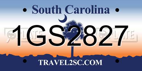 1GS2827 South Carolina License Plate