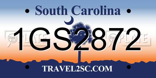 1GS2872 South Carolina License Plate