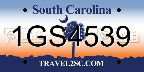 1GS4539 South Carolina License Plate