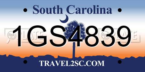 1GS4839 South Carolina License Plate