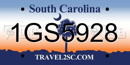 1GS5928 South Carolina License Plate