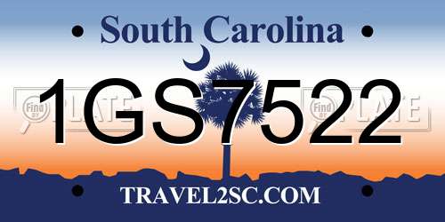 1GS7522 South Carolina License Plate