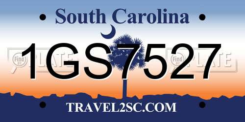 1GS7527 South Carolina License Plate